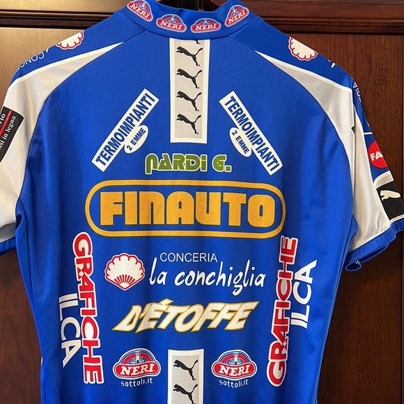 Puma Finauto Rare Multicolored Royal Blue Biker Rear Pocketed Racing Shirt! - Picture 2 of 8